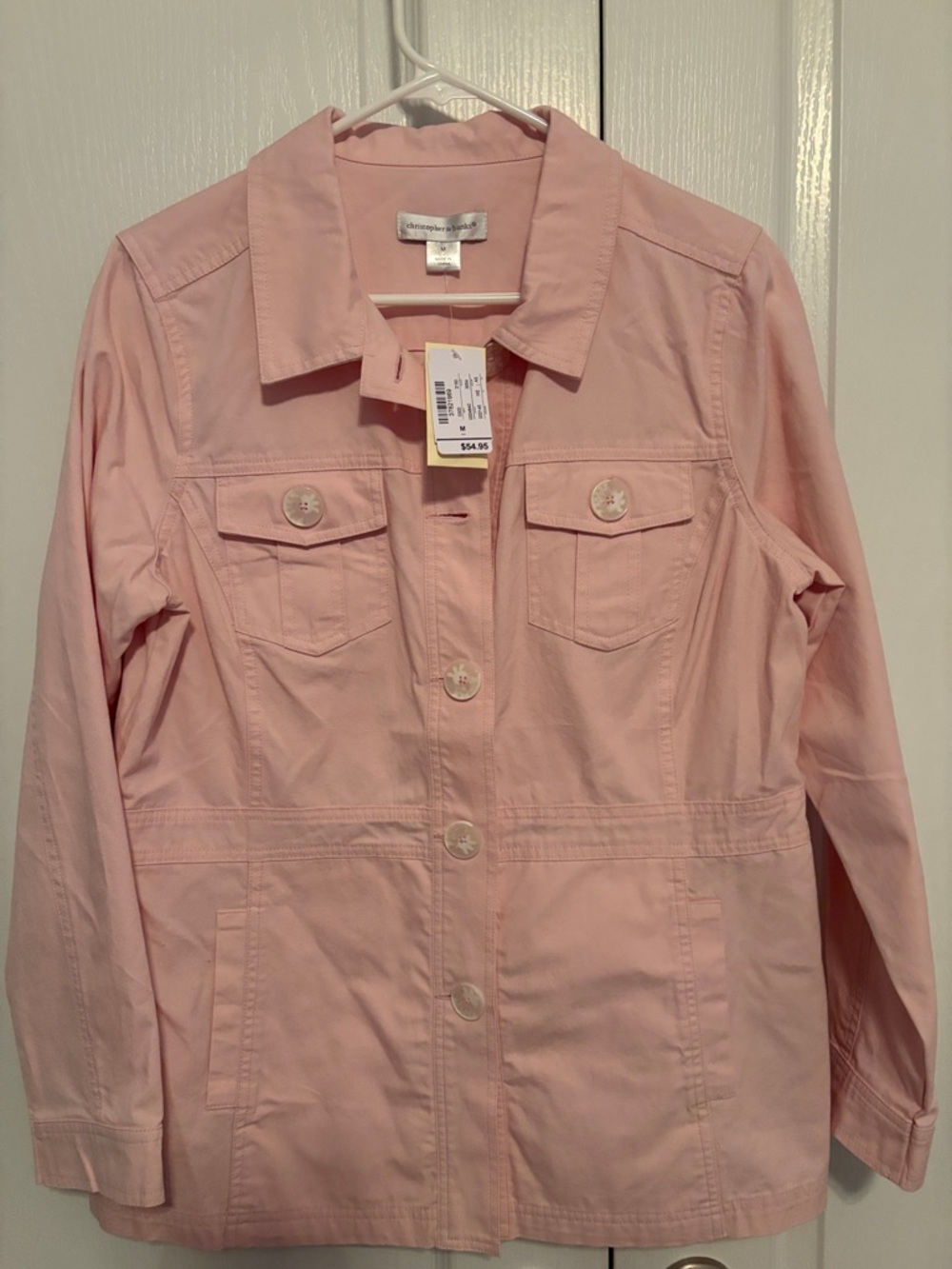 Christopher & Banks Light Pink Cotton-Blend Utility Jacket